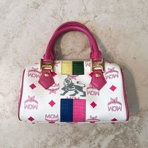MCM Visetos Princess Lion Boston Mini Bag